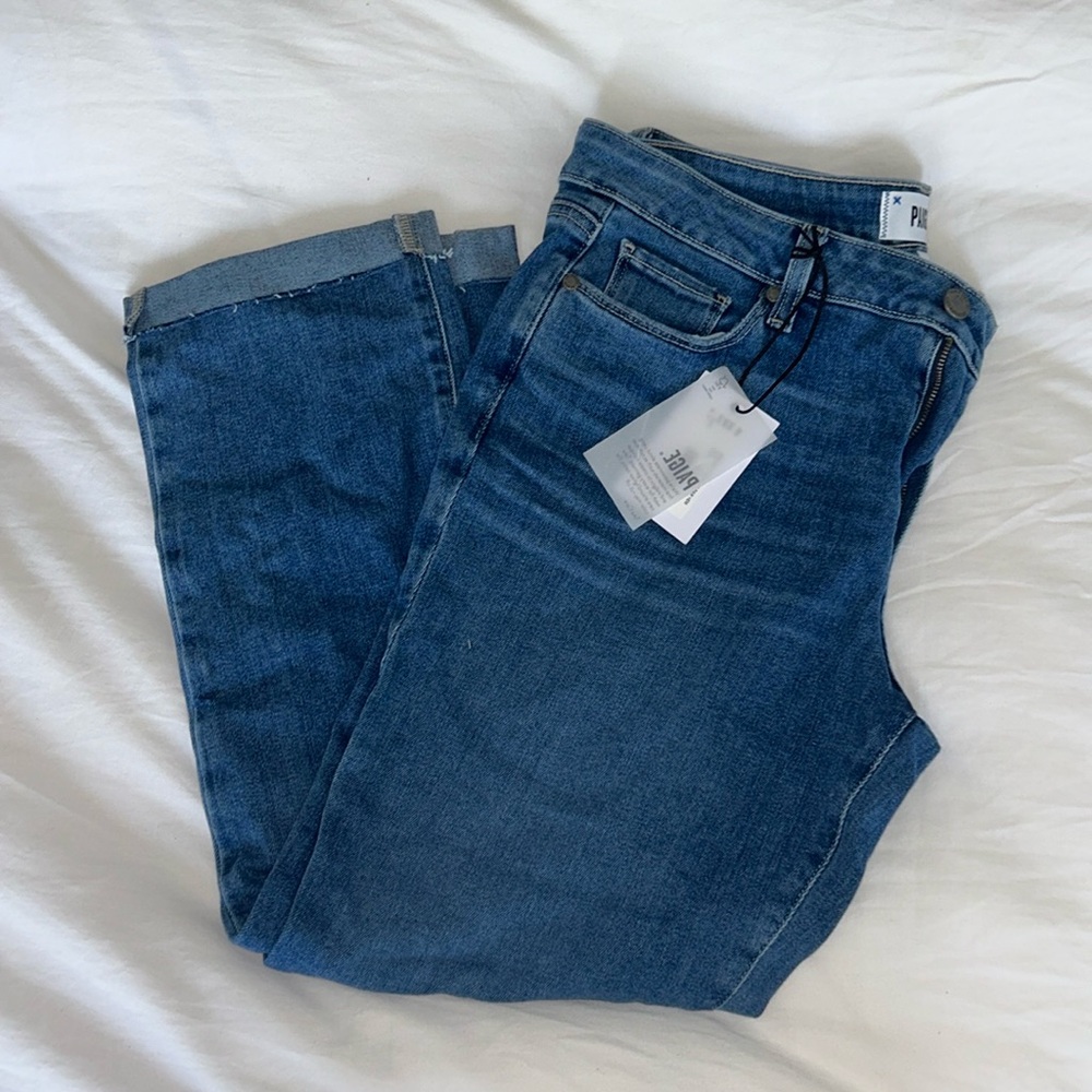 Paige mom jeans raw cuff